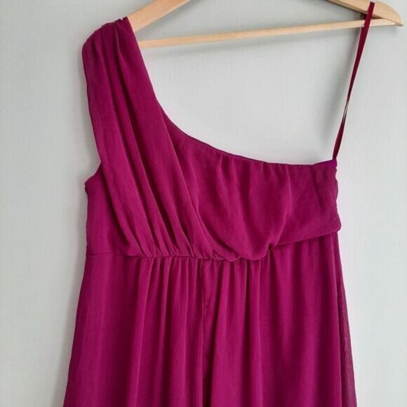 FORCAST \ One Shoulder Empire Waist Maxi Dress Pink Sz 10 Flawed - Picture 8 of 15